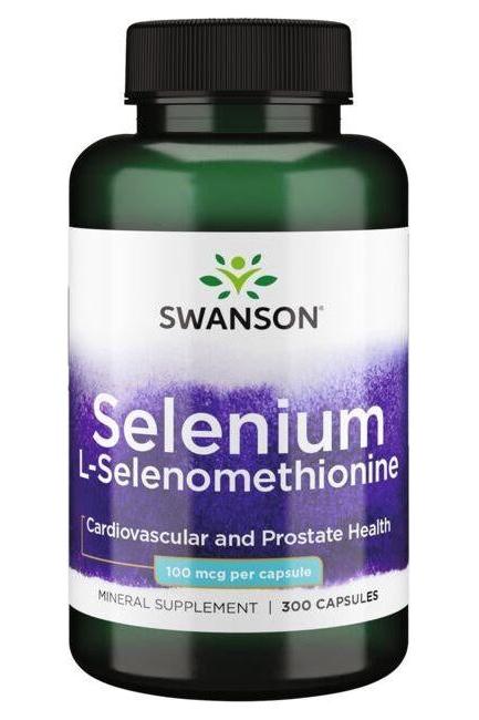 Swanson Selenium L-Selenomethionine, 100 mcg, 300 capsules, supports cardiovascular and prostate health.