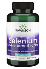 Swanson Selenium L-Selenomethionine, 100 mcg, 300 capsules, supports cardiovascular and prostate health.
