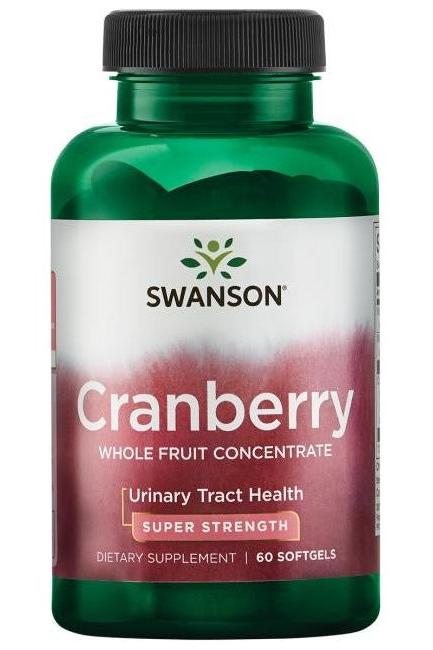 Swanson Super Strength Cranberry supplement for urinary tract health, 420 mg, 60 softgels, whole fruit concentrate.