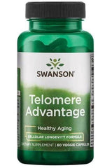 Swanson Telomere Advantage bottle, 60 veggie capsules for healthy aging and cellular longevity support.