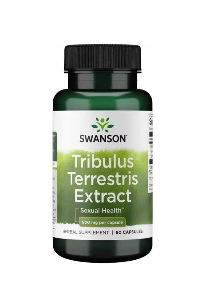 Swanson Tribulus Terrestris Extract bottle containing 60 capsules for sexual health and testosterone support.