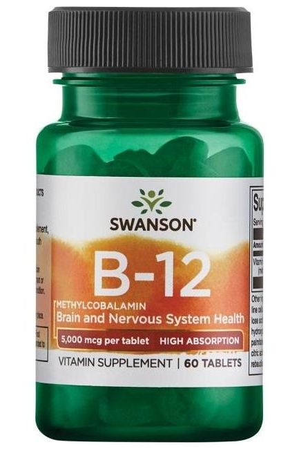 Swanson - Vitamin B-12 Methylcobalamin, 5000mcg High Absorption - 60 tablets - Nutri.se Swanson - Vitamin B-12 Methylcobalamin, 5000mcg High Absorption - 60 tablets - Nutri.se