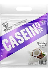 Swedish Supplements Casein Royal 900 g protein powder in Chocolate Coconut flavor packaging.