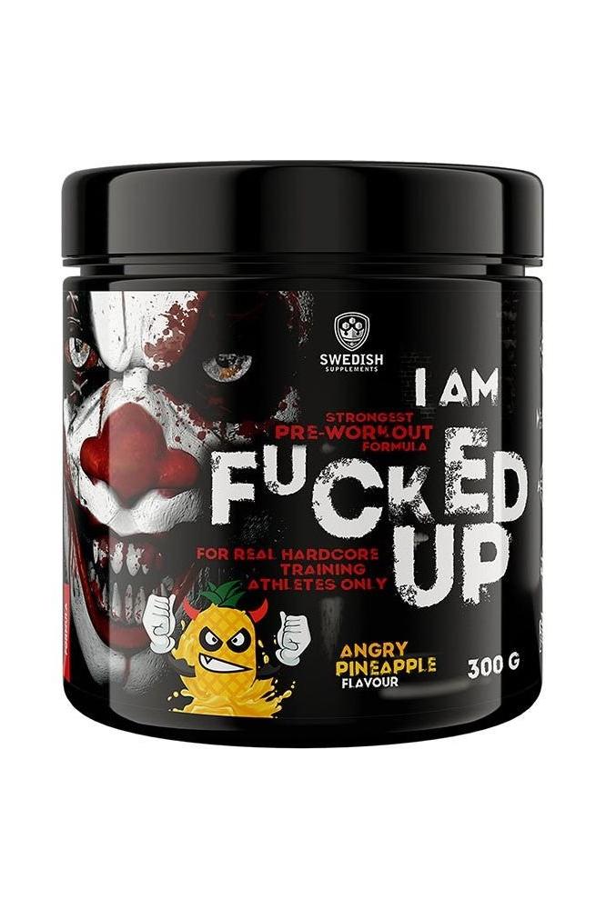 Fucked Up Joker pre-workout supplement by Swedish Supplements, 300g container with Angry Pineapple flavor.