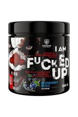 Fucked Up Joker pre-workout supplement by Swedish Supplements in a Black container with vibrant blueberry flavor design.