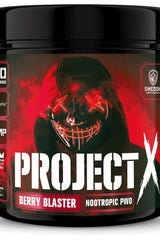 Swedish Supplements Project X Berry Blaster pre-workout powder container with nootropic benefits