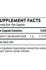 Thorne Ascorbic Acid supplement facts showing ingredients and dosage information.