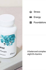 Thorne Basic B Complex supplement bottle, featuring eight essential B vitamins for energy and brain health.