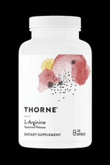 Thorne L-Arginine sustained release dietary supplement in a 120-capsule container