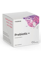 Thorne Prebiotic+ Pomegranate Berry dietary supplement box for gut health and digestion support.