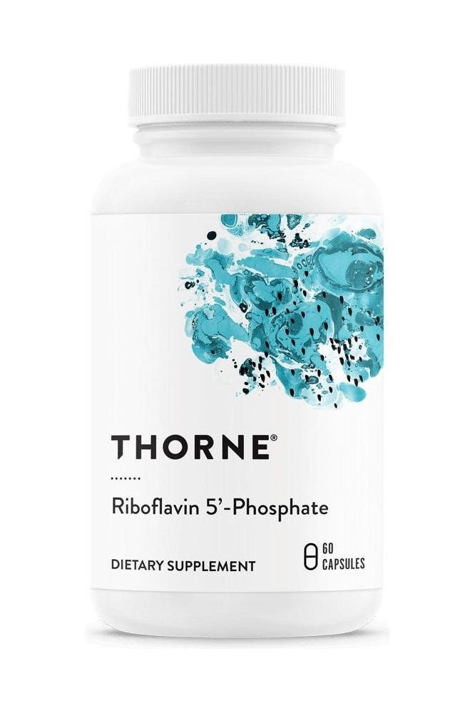 Thorne Riboflavin 5'-Phosphate dietary supplement, 60 capsules for energy and cognitive support.