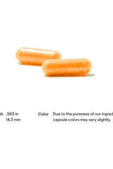 Thorne Riboflavin 5'-Phosphate capsules, orange color, 14.3 mm length, highlighting energy and cognitive support benefits.