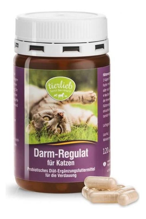 Tierlieb Darm-Regulat for Cats, 120 capsules, probiotic digestive support for improved pet health.