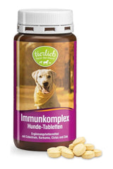 Tierlieb Immunkomplex for dogs, immunity support tablets with natural ingredients, vitamins, and minerals.