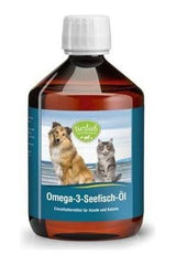 Tierlieb Omega-3 fish oil for dogs and cats, rich in EPA and DHA for heart health and skin improvement.