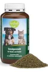 Tierlieb seaweed meal for dogs and cats, 300 g, promoting thyroid function and metabolism.