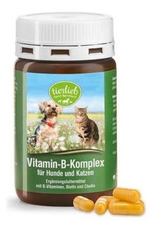 Tierlieb Vitamin B-Complex supplement for dogs and cats, boosting energy and supporting health with B vitamins.