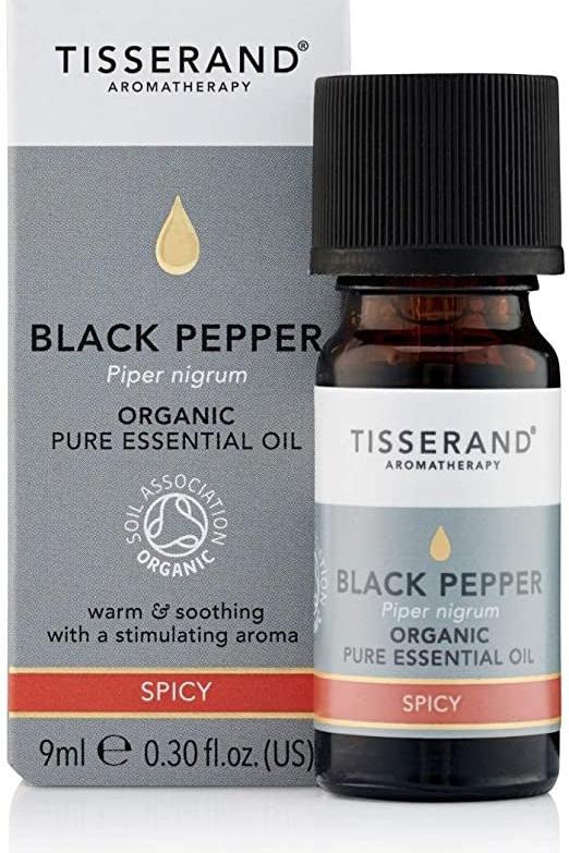 Tisserand Black Pepper Essential Oil 9ml, organic aromatherapy for muscle relief and improved circulation.