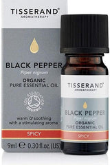 Tisserand Black Pepper Essential Oil 9ml, organic aromatherapy for muscle relief and improved circulation.