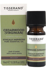 Tisserand Aromatherapy Cedarwood Virginian essential oil 9ml, ethically harvested, known for circulation and muscle relief.
