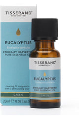 Tisserand Aromatherapy Eucalyptus Globulus essential oil, ethically harvested, 20ml bottle for invigorating scents.