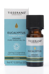 Tisserand Aromatherapy Eucalyptus Globulus Organic essential oil 9 ml bottle for respiratory health and muscle relief.