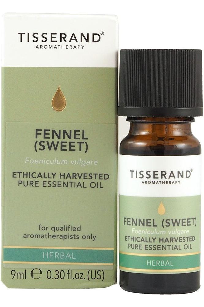 Tisserand Aromatherapy Fennel Sweet Essential Oil 9ml with packaging, ethically harvested for aromatherapy use.