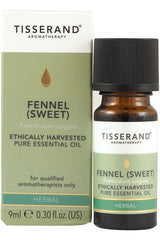 Tisserand Aromatherapy Fennel Sweet Essential Oil 9ml with packaging, ethically harvested for aromatherapy use.