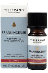 Tisserand Aromatherapy Frankincense essential oil 9ml bottle with packaging, known for its calming and meditative effects.