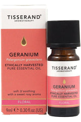 Tisserand Aromatherapy Geranium Pelargonium graveolens essential oil 9ml, ethically harvested, floral scent.