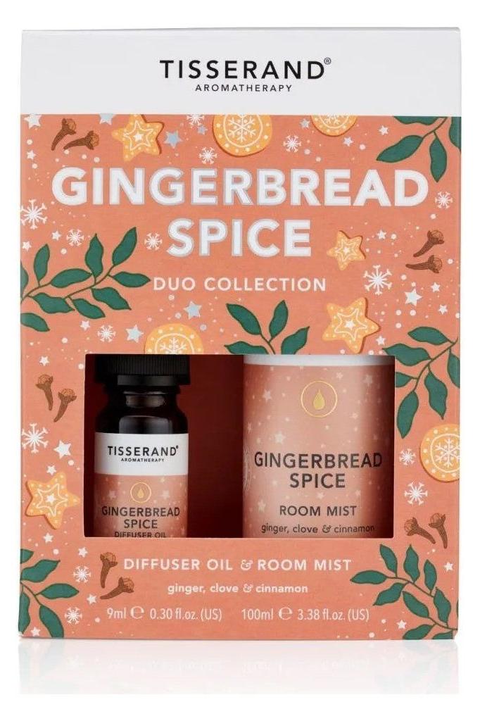 Tisserand Gingerbread Spice Duo Collection with diffuser oil and room mist for a festive scent in your home.