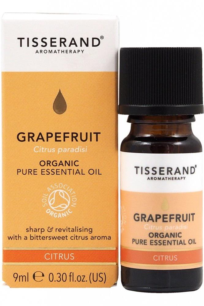 Tisserand Aromatherapy Grapefruit Essential Oil 9ml, organic oil with sharp, revitalizing citrus aroma.