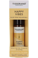 Tisserand Aromatherapy Happy Vibes Pulse Point Roller Ball 10ml with lemon tea tree and bergamot essential oils.