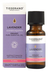 Tisserand Aromatherapy Lavender Organic Essential Oil 20ml for relaxation and calming effects.