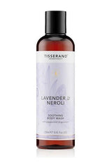 Tisserand Aromatherapy Lavender & Neroli Soothing Body Wash 250ml bottle for calming skin and senses.