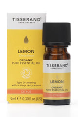 Tisserand Aromatherapy Lemon Citrus Limon organic essential oil, 9 ml bottle with yellow packaging.