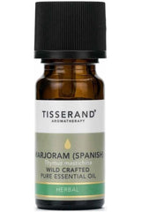 Tisserand Aromatherapy Marjoram (Spanish) essential oil bottle, 9 ml, wild crafted, therapeutic benefits.