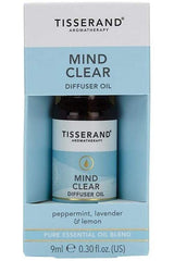 Tisserand Aromatherapy Mind Clear Diffuser Oil 9ml with peppermint, lavender, and lemon for stress relief.