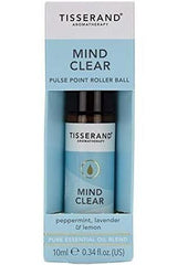 Tisserand Aromatherapy Mind Clear Pulse Point Roller Ball with peppermint, lavender, and lemon for stress relief, 10 ml.