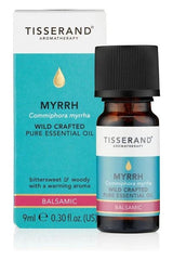 Tisserand Aromatherapy Myrrh essential oil 9ml bottle with packaging, showcasing its natural qualities.