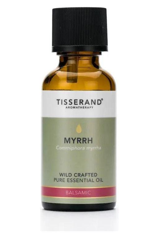 Tisserand Aromatherapy Myrrh Wild Crafted Essential Oil 30 ml bottle, featuring natural anti-inflammatory properties.