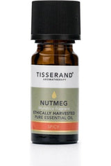 Tisserand Nutmeg Essential Oil, ethically harvested, 30 ml bottle for natural digestion support and aromatic benefits.
