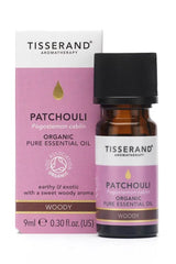 Tisserand Aromatherapy Patchouli Pogostemon Cablin Organic essential oil 9ml, known for its relaxing and earthy aroma.