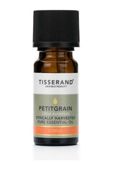 Tisserand Petitgrain essential oil 30ml bottle, ethically harvested, known for uplifting and balancing properties.