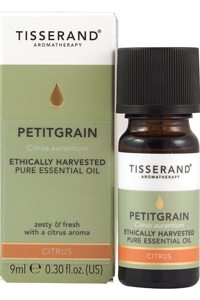 Tisserand Aromatherapy Petitgrain essential oil 9ml, ethically harvested with citrus aroma, promotes emotional balance and relaxation.