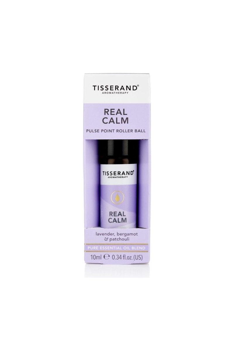 Tisserand Aromatherapy Real Calm Pulse Point Roller Ball 10ml with lavender, bergamot, and patchouli for relaxation.