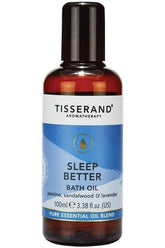 Tisserand Sleep Better Bath Oil featuring natural jasmine, sandalwood, and lavender for improved sleep quality.