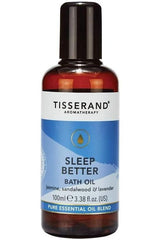 Tisserand Sleep Better Bath Oil featuring natural jasmine, sandalwood, and lavender for improved sleep quality.