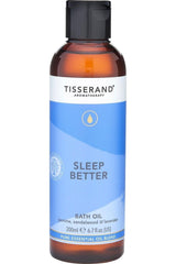 Tisserand Aromatherapy Sleep Better Bath Oil with jasmine, sandalwood, and lavender for improved sleep quality.