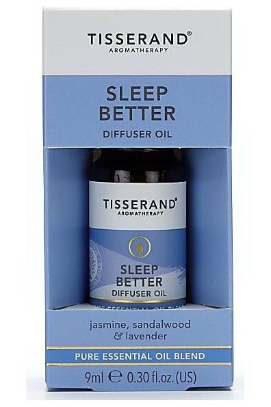 Tisserand Aromatherapy Sleep Better Diffuser Oil, 9ml, with lavender, sandalwood, and jasmine for improved relaxation and sleep.